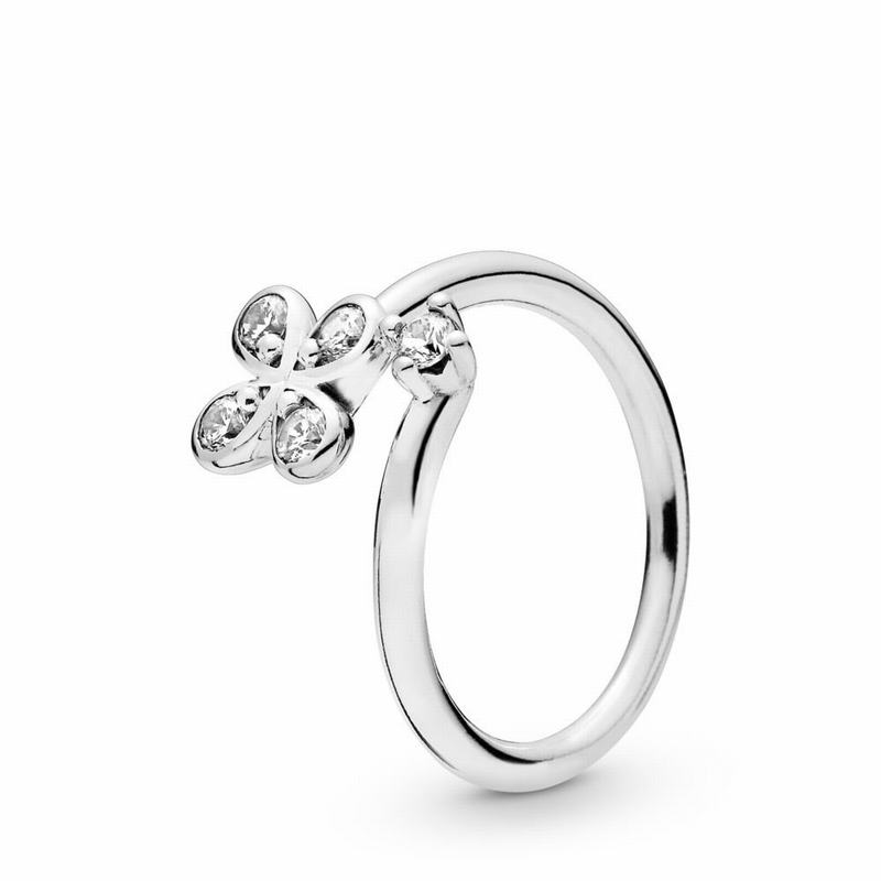 Pandora Four-petal Flowers Twisted Statement Ring - Sterling Silver/Cubic Zirconia - Canada | ZH5154